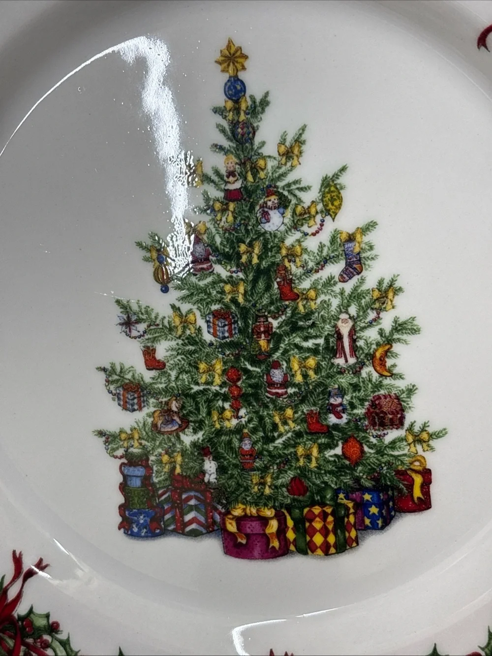 Christopher Radko set of 8 holiday celebrations Christmas tree salad plates